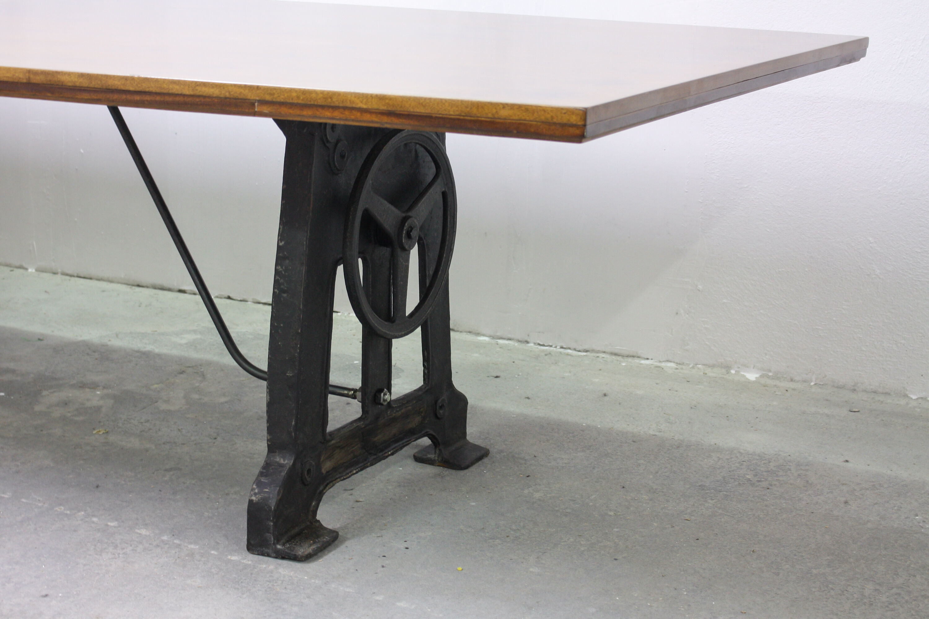 Walnut industrial table, 1950s