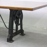 Walnut industrial table, 1950s