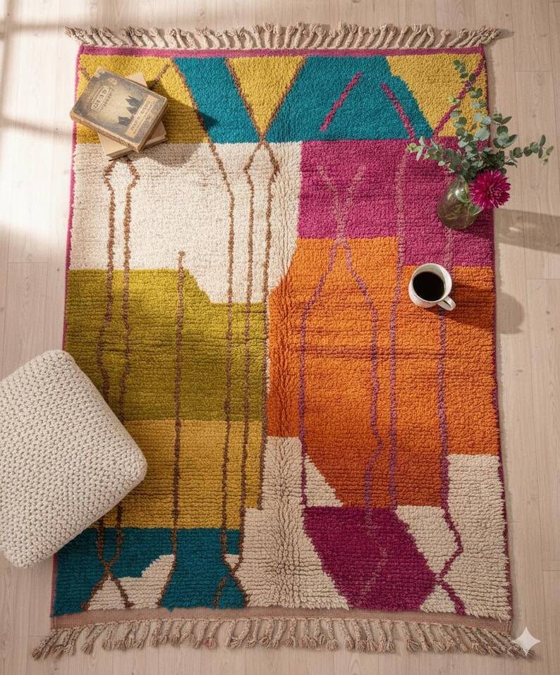 Handmade multicolored Moroccan rug 250cm x 150cm