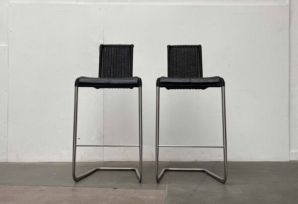 Tabourets de bar cantilever allemands vintage B30 avec coussins en cuir de Tecta et Jean Prouvé, lot de 2