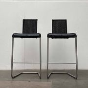 Vintage German cantilever bar stools B30 with leather cushions by Tecta and Jean Prouvé, set of 2.