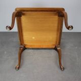 European Art Deco square coffee table from the 1930s in walnut veneer with a restored oiled finish