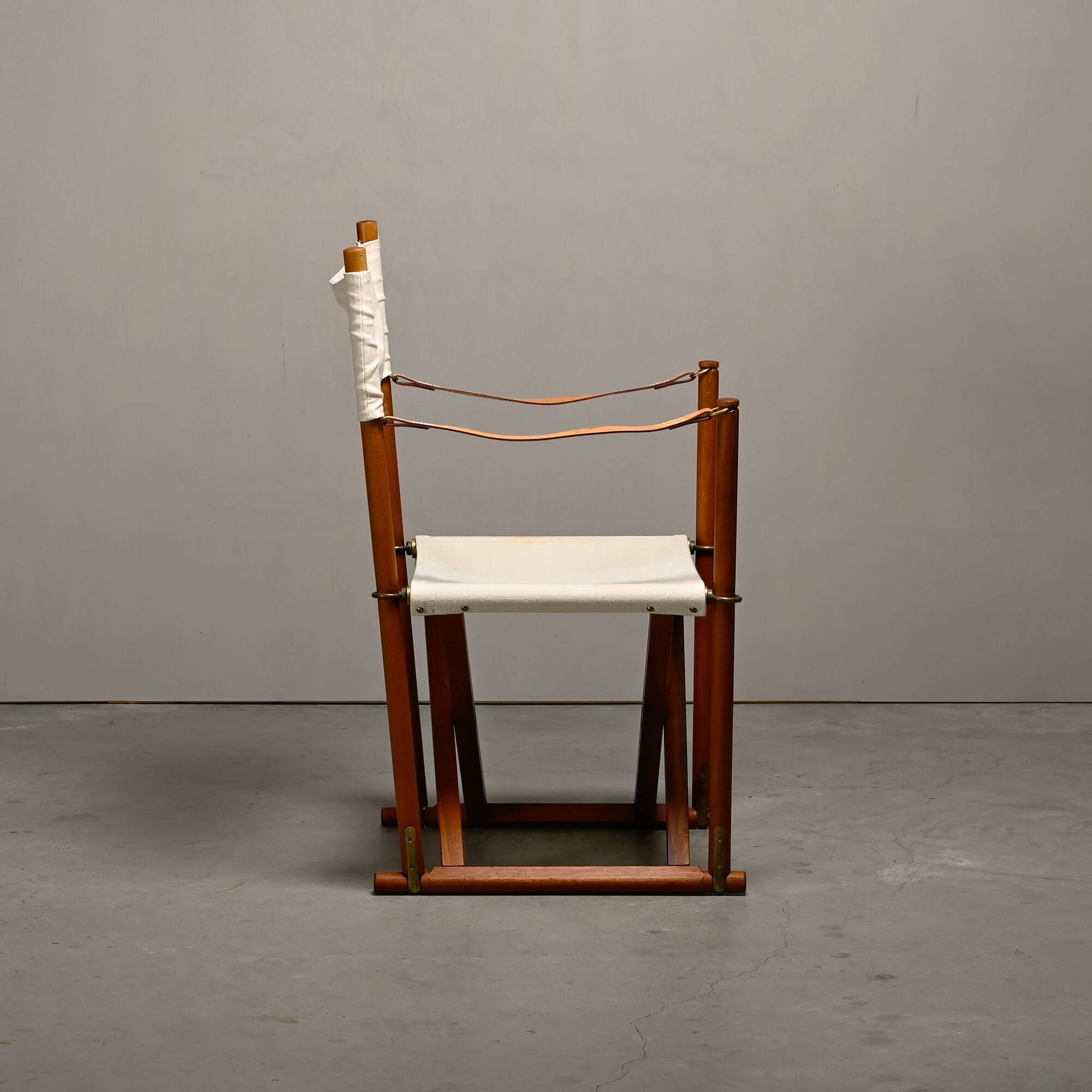 Mogens Koch MK-16 Folding Chair in Teak Wood with Canvas for Rud Rasmussen