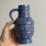 Blue ceramic pitcher