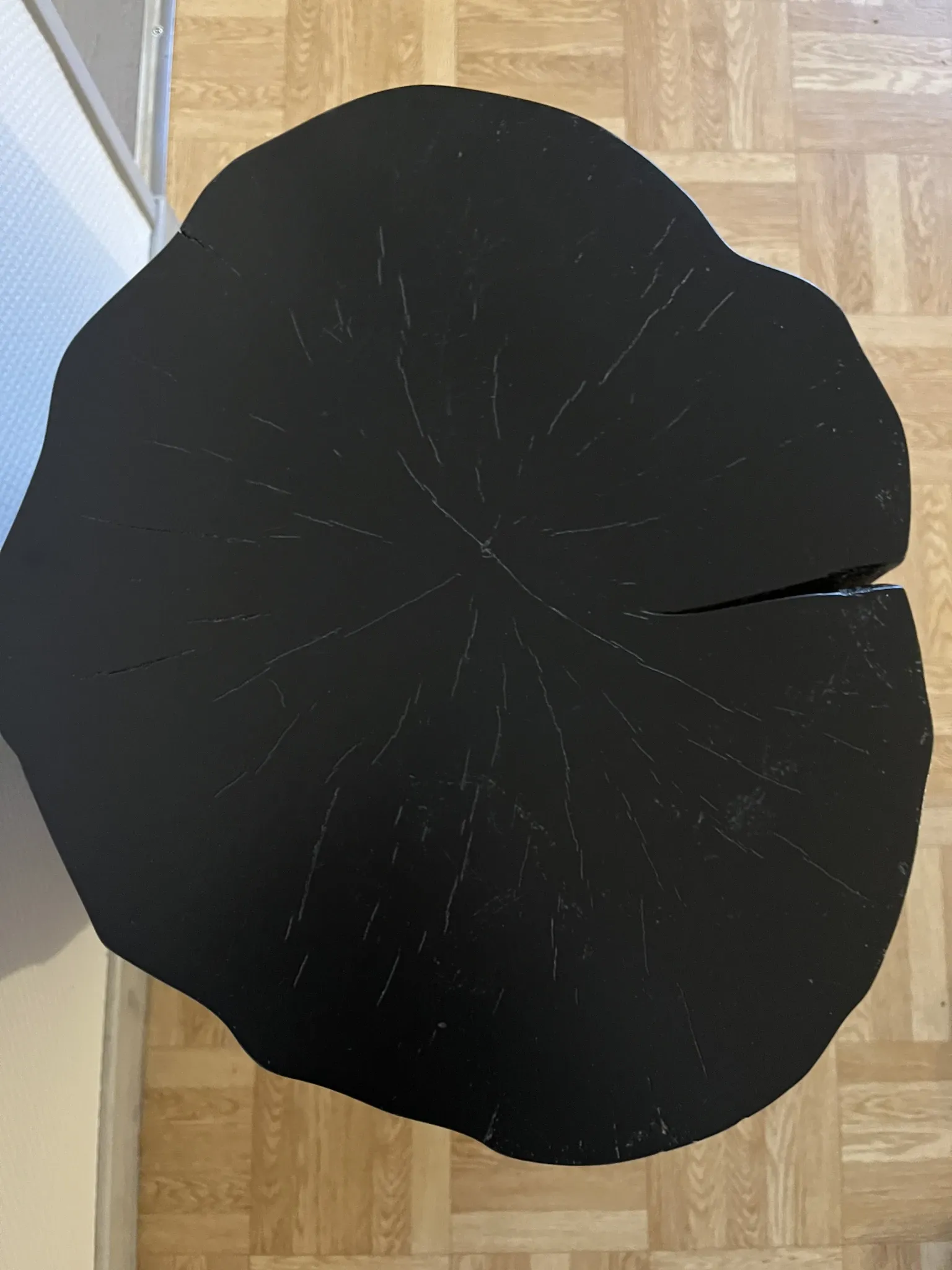 Black solid wood side table
