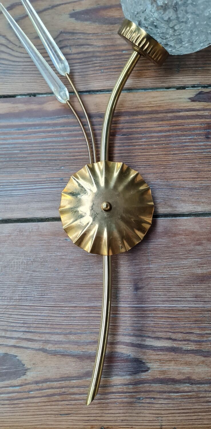 Pair of brass and glass sconces