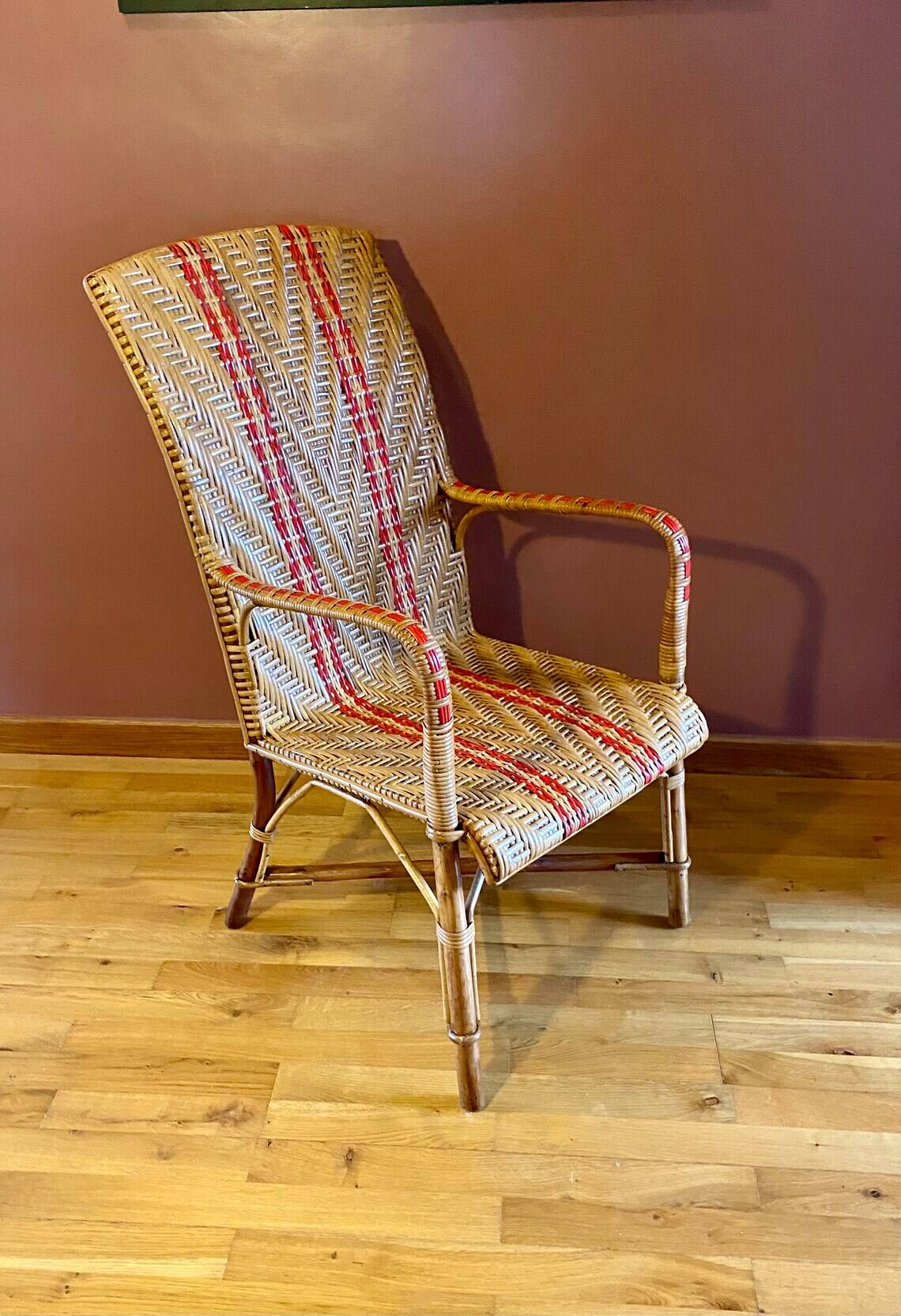 Fauteuil adulte en rotin vintage