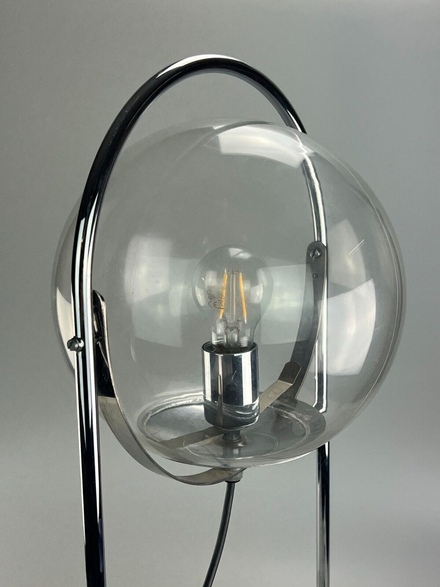 Lampe à boule de table space age design verre métal, 60s 70s