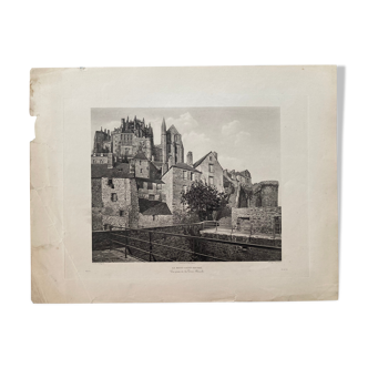 Photographie héliogravure du Mont Saint Michel 19ème (Paul Dujardin)