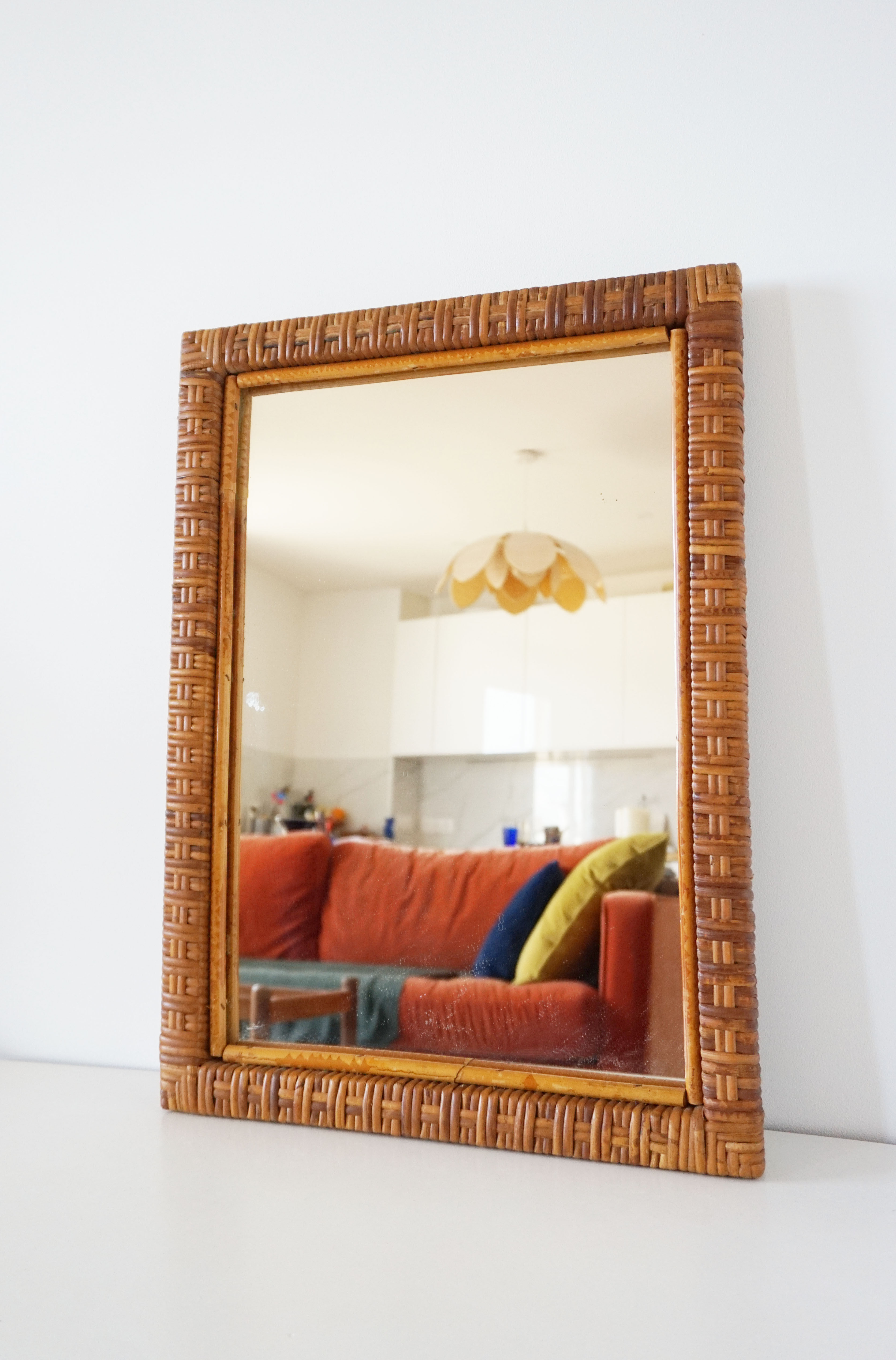 Vintage rattan mirror