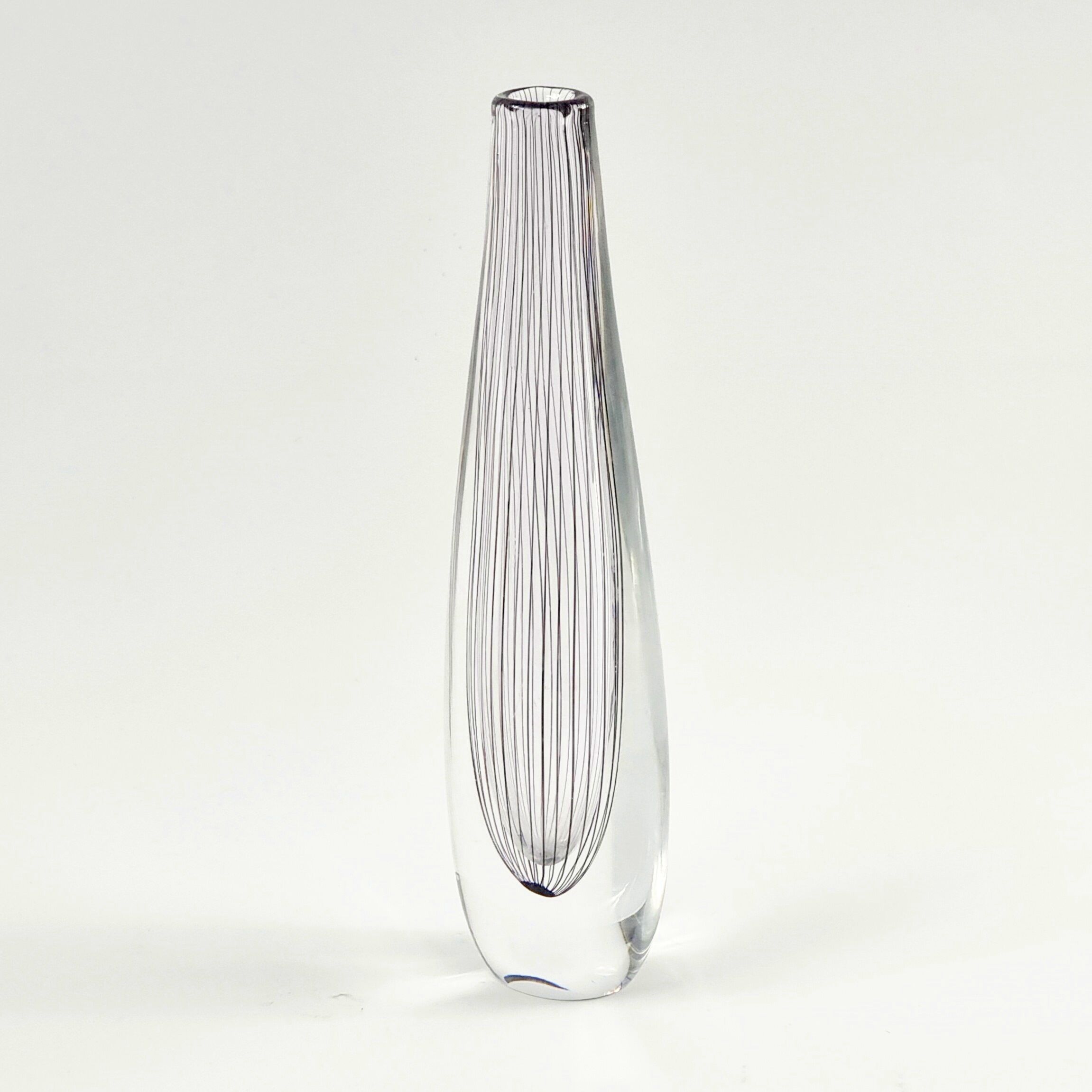 Large Mid-Century Scandinavian Striped Glass Vase by Vicke Lindstrand for Kosta, Sweden, 1950s