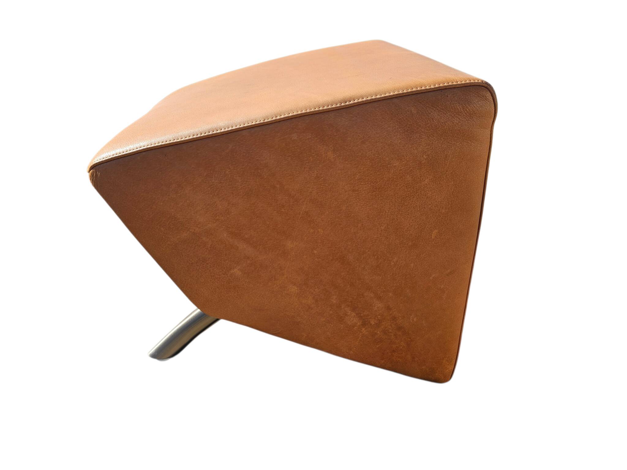 Armchair + matching ottoman – leather – 2000