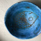 Round blue ceramic cup signed Blin around 1950