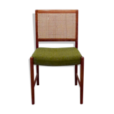 Chaise en teck, cannage et laine vert olive