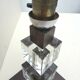 Modernist Art Deco lamp base in wood and glass, France 1930.