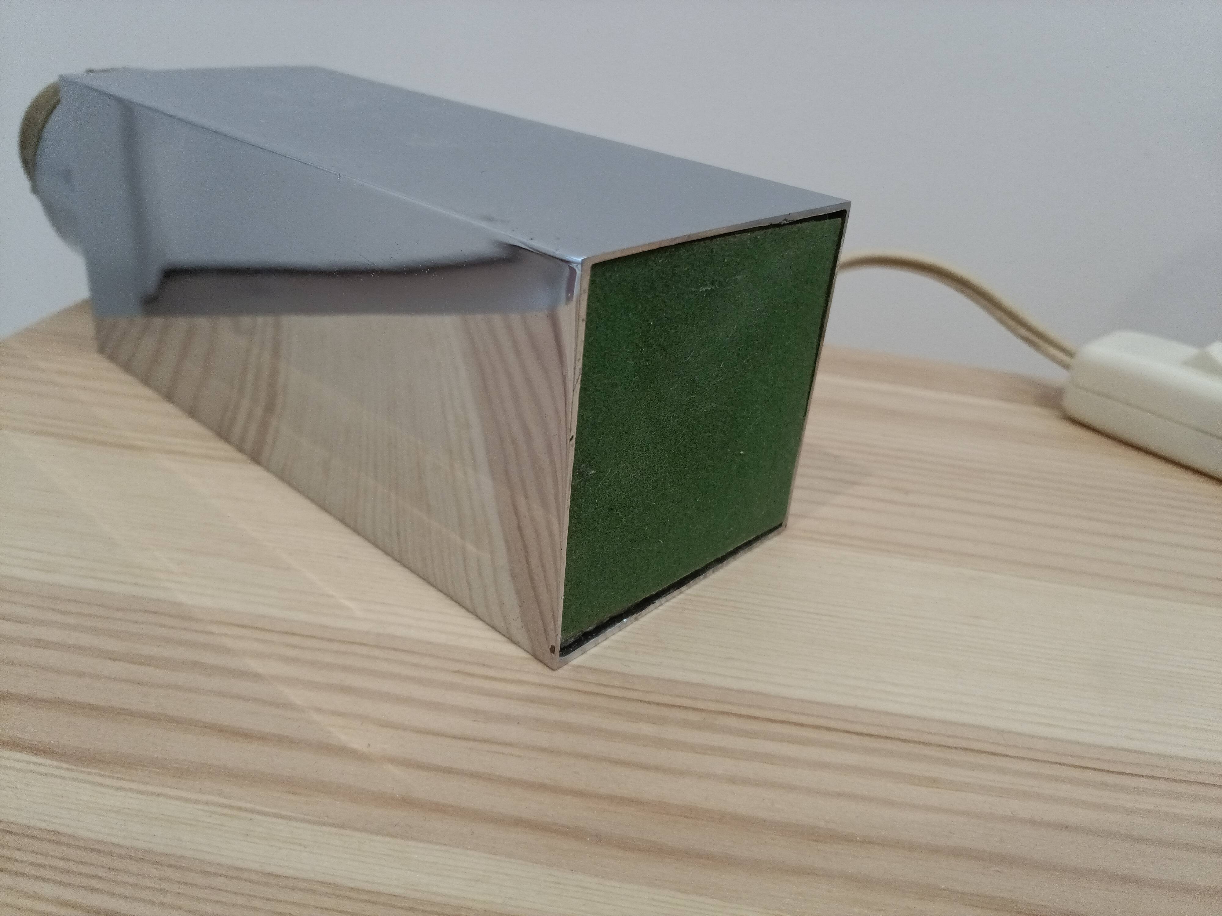 Vintage mushroom lamp, modernist square chrome base.