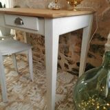 Small table, desk and its patinated chair