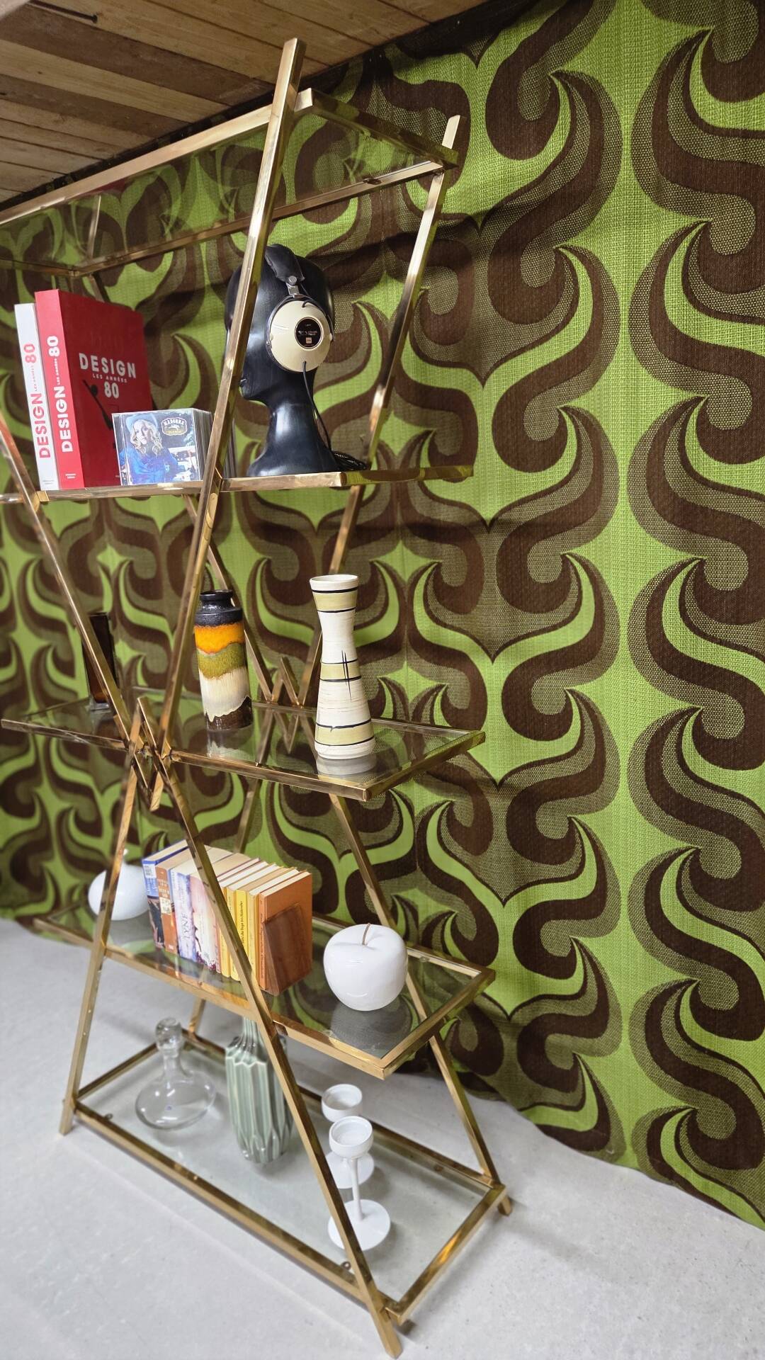 Etagère design en laiton année 80