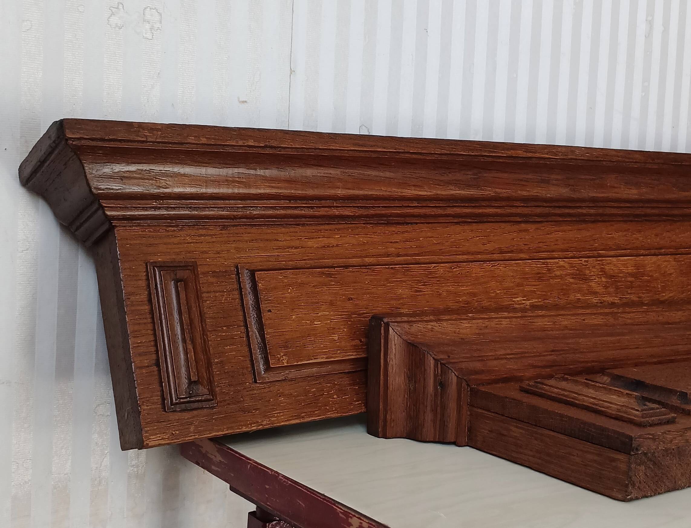 Set of 2 solid oak pediments