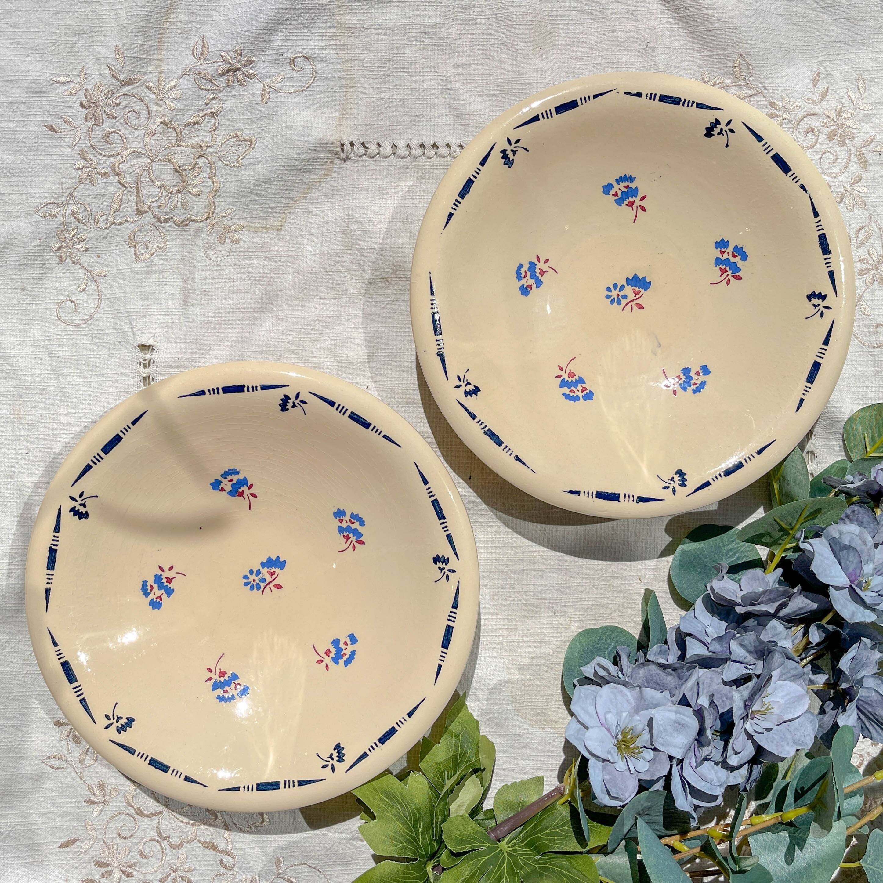 Small vintage porcelain dish K&G Luneville "Flore" 1950s small blue flowers