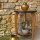 Ethnic vase in antique brass, handcrafted in India.