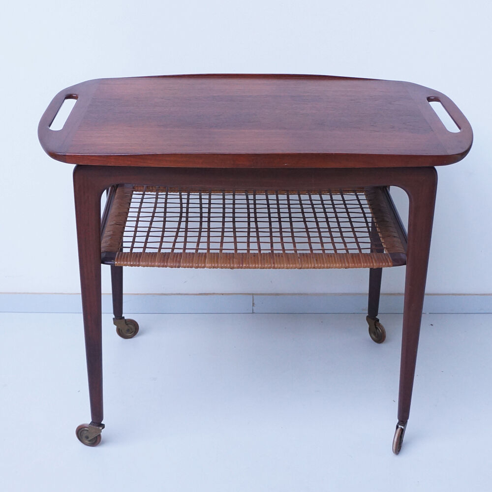 Vintage teak serving trolley Johannes Andersen 1960
