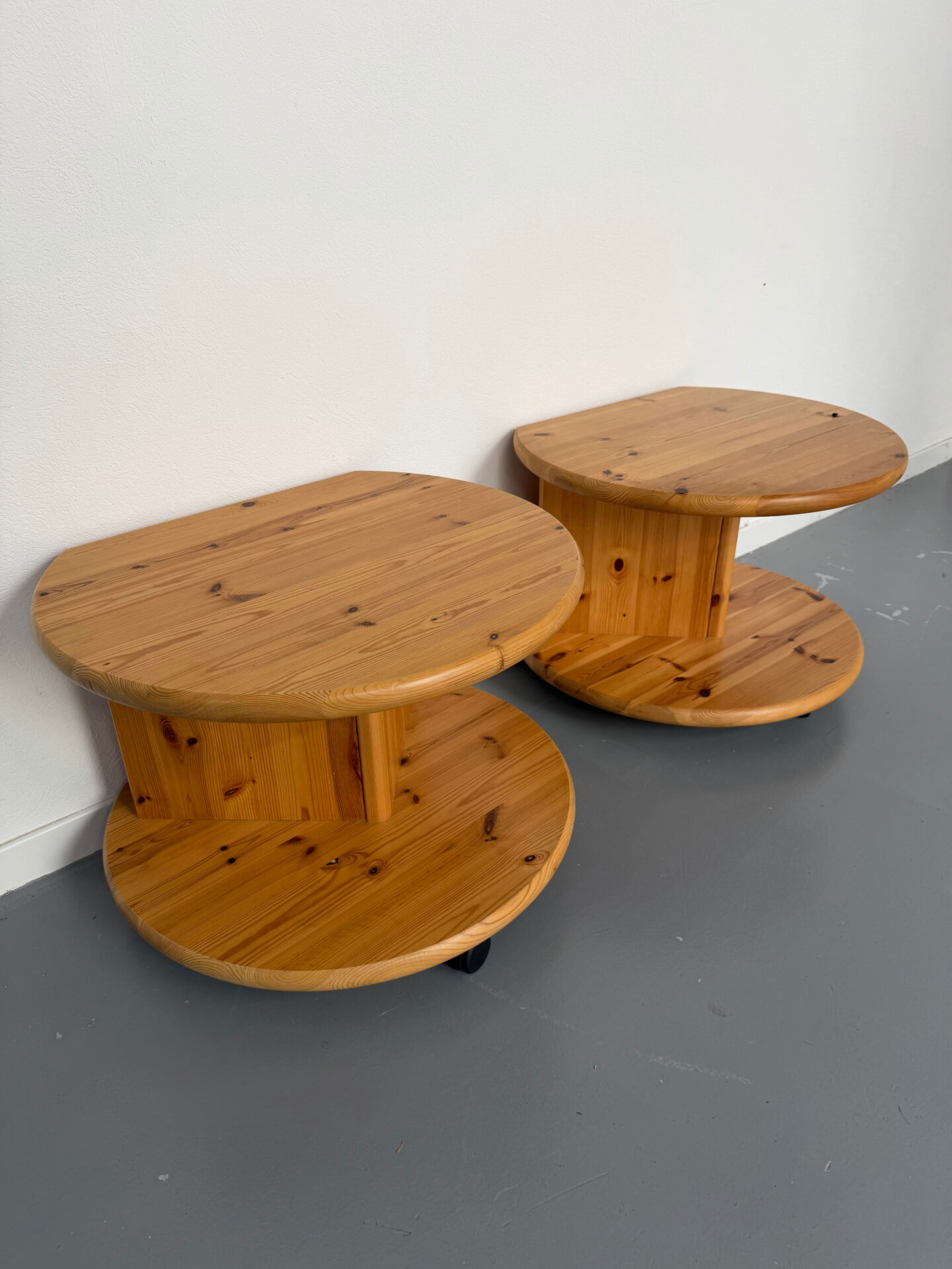 Side table, end table X2, solid pine, 1970s design.