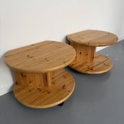 Table d’appoint bout de canapé X2 pin massif design années 70