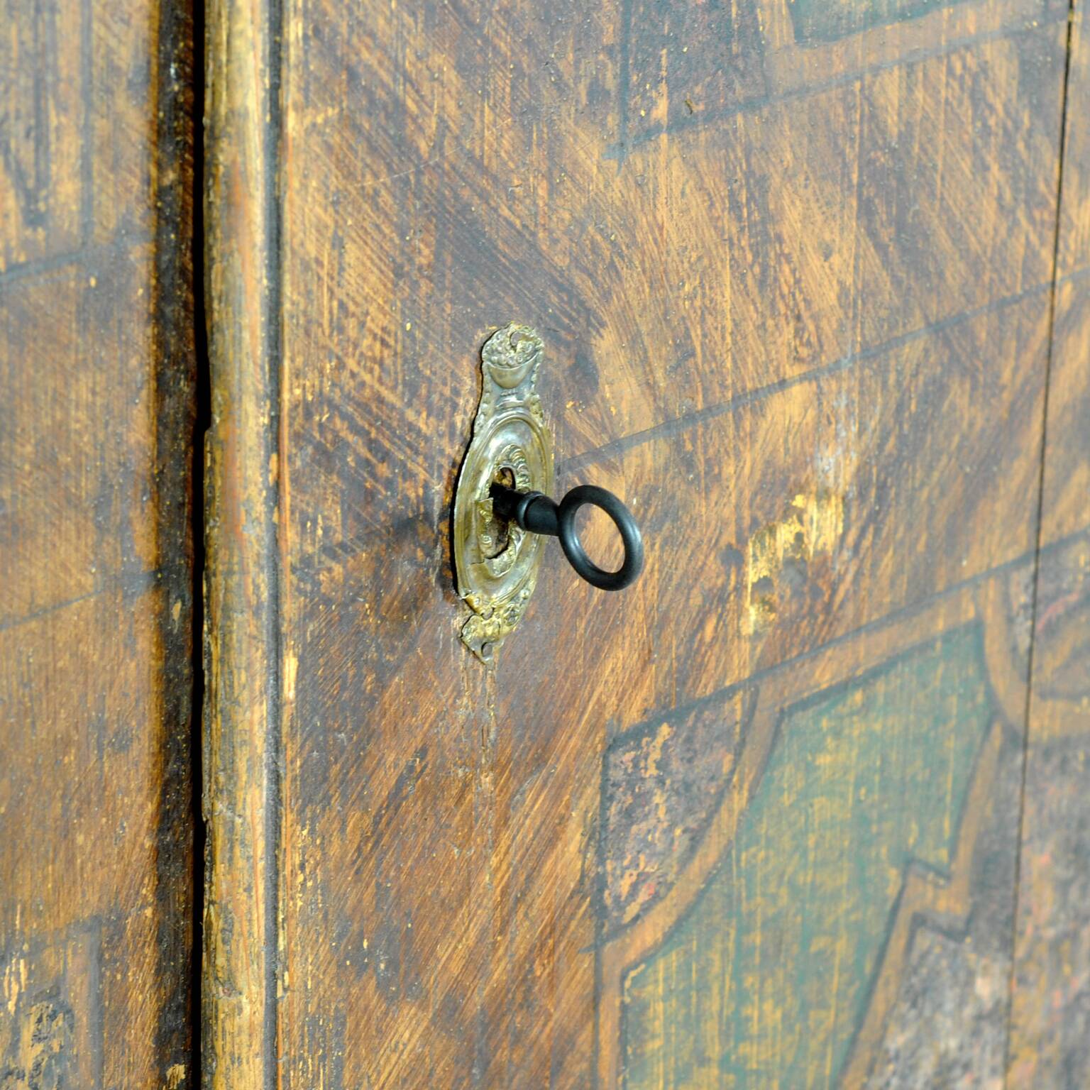 hand painted pine cabinet, circa 1850