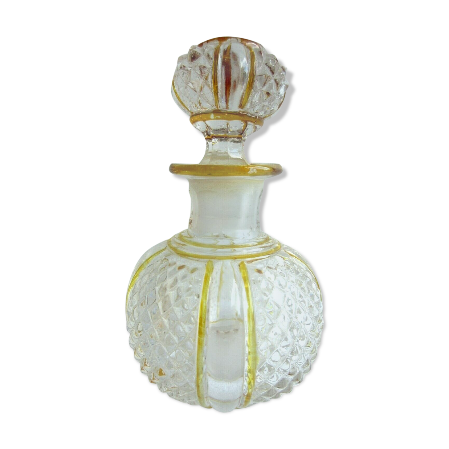 Baccarat perfume bottle, yellow eds and diamond tips