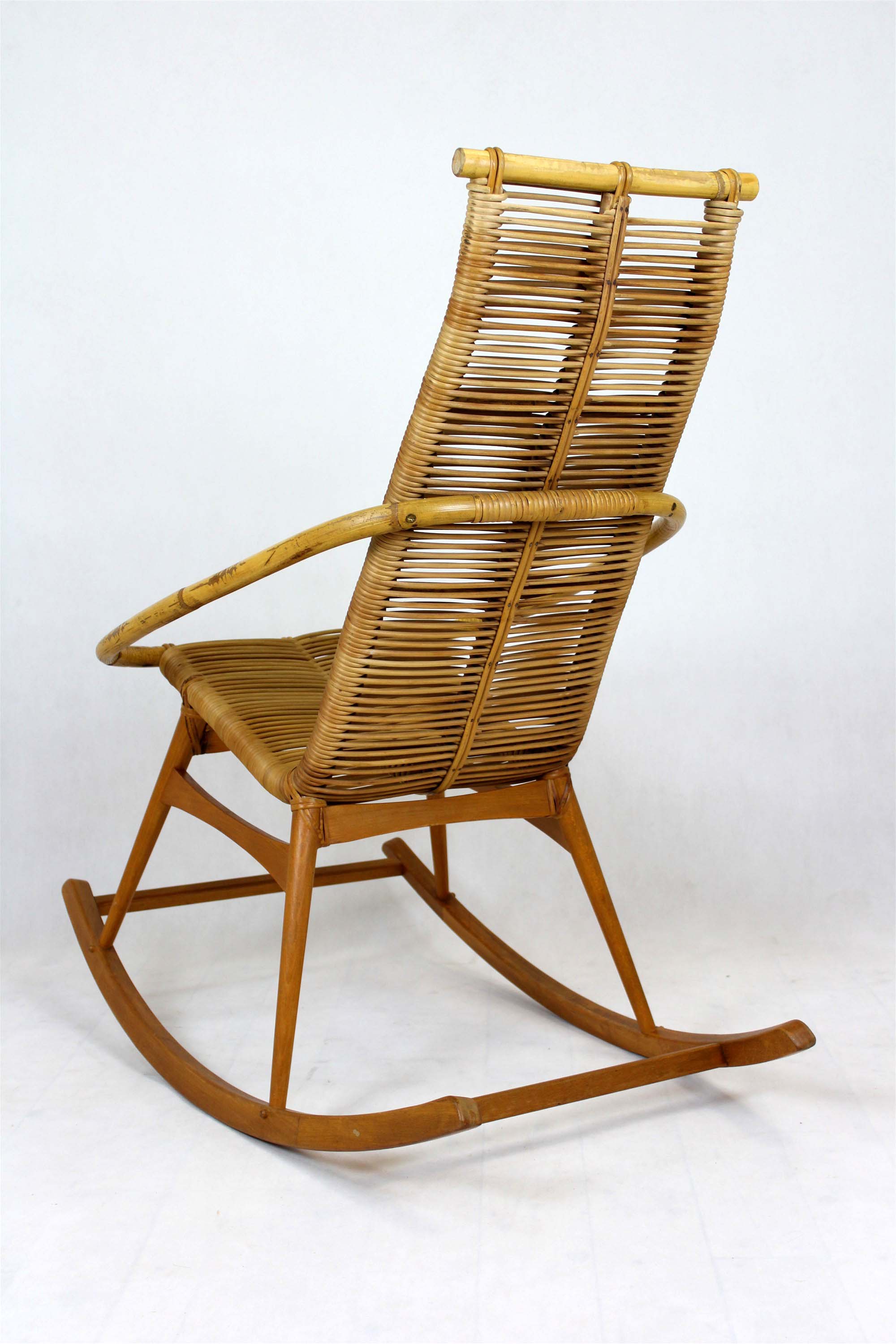 Mid-century rattan rocking chair, 1960s