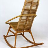 Mid-century rattan rocking chair, 1960s
