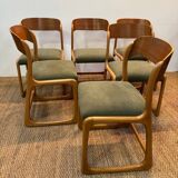 Set of 6 fully restored Baumann flat sled chairs