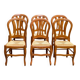 6 Louis Philippe style solid wood straw-seated chairs