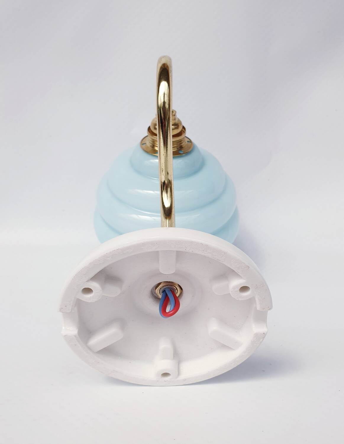 Swan neck and blown glass wall lamp