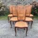 Vintage regency cherry chairs with canned backrests and seats
