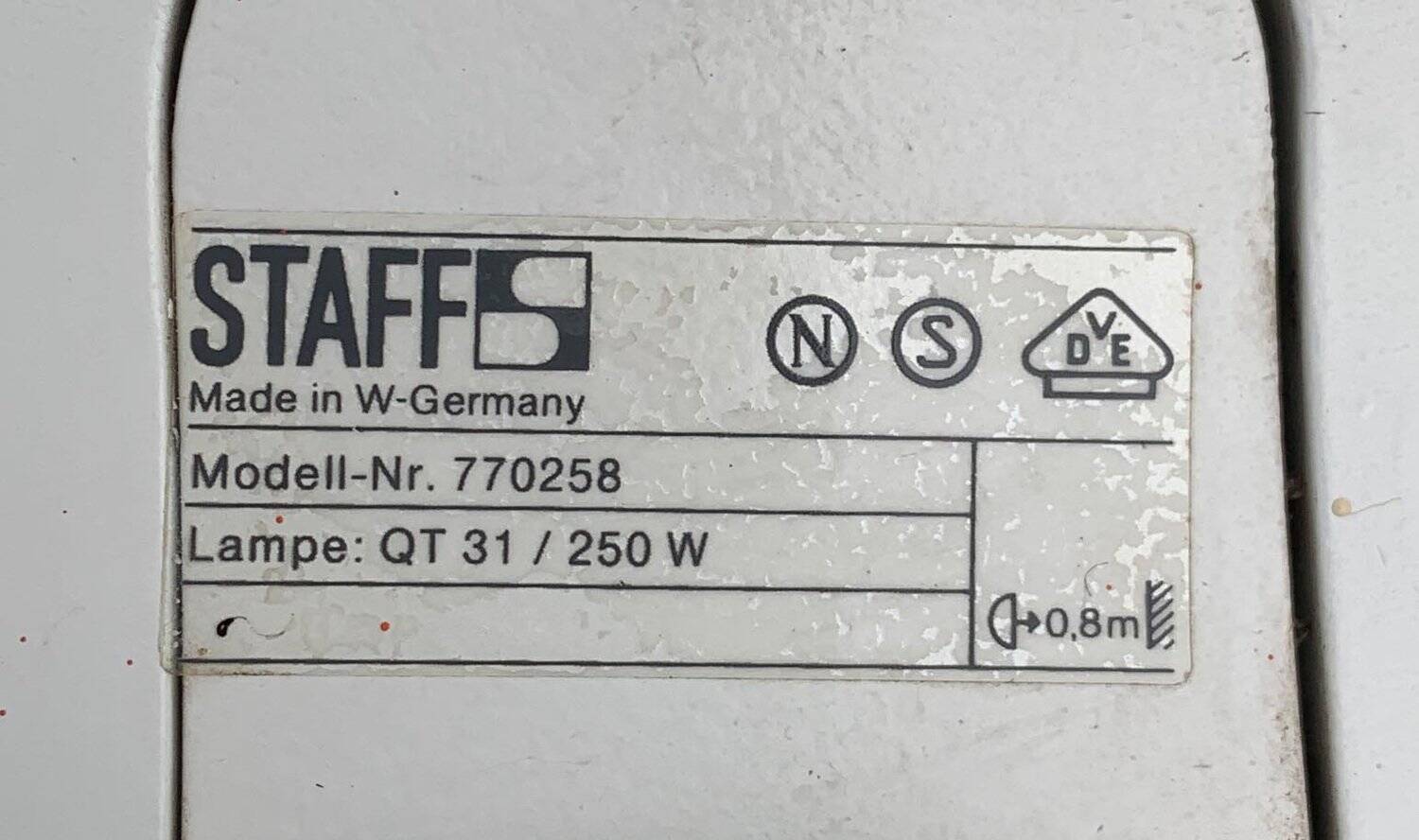 Postmodern German wall lamp in metal by Staff