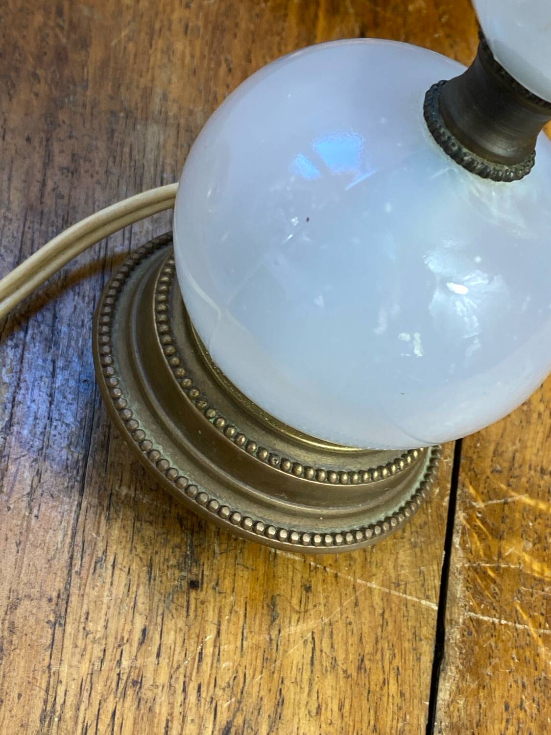 Glass and brass lamp
