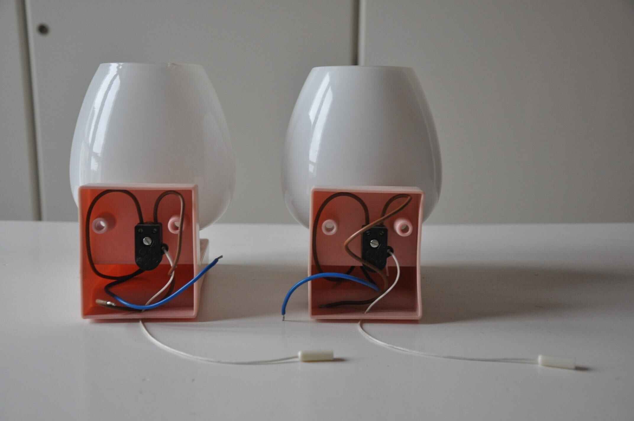 Pair of vintage wall lamps opaline child