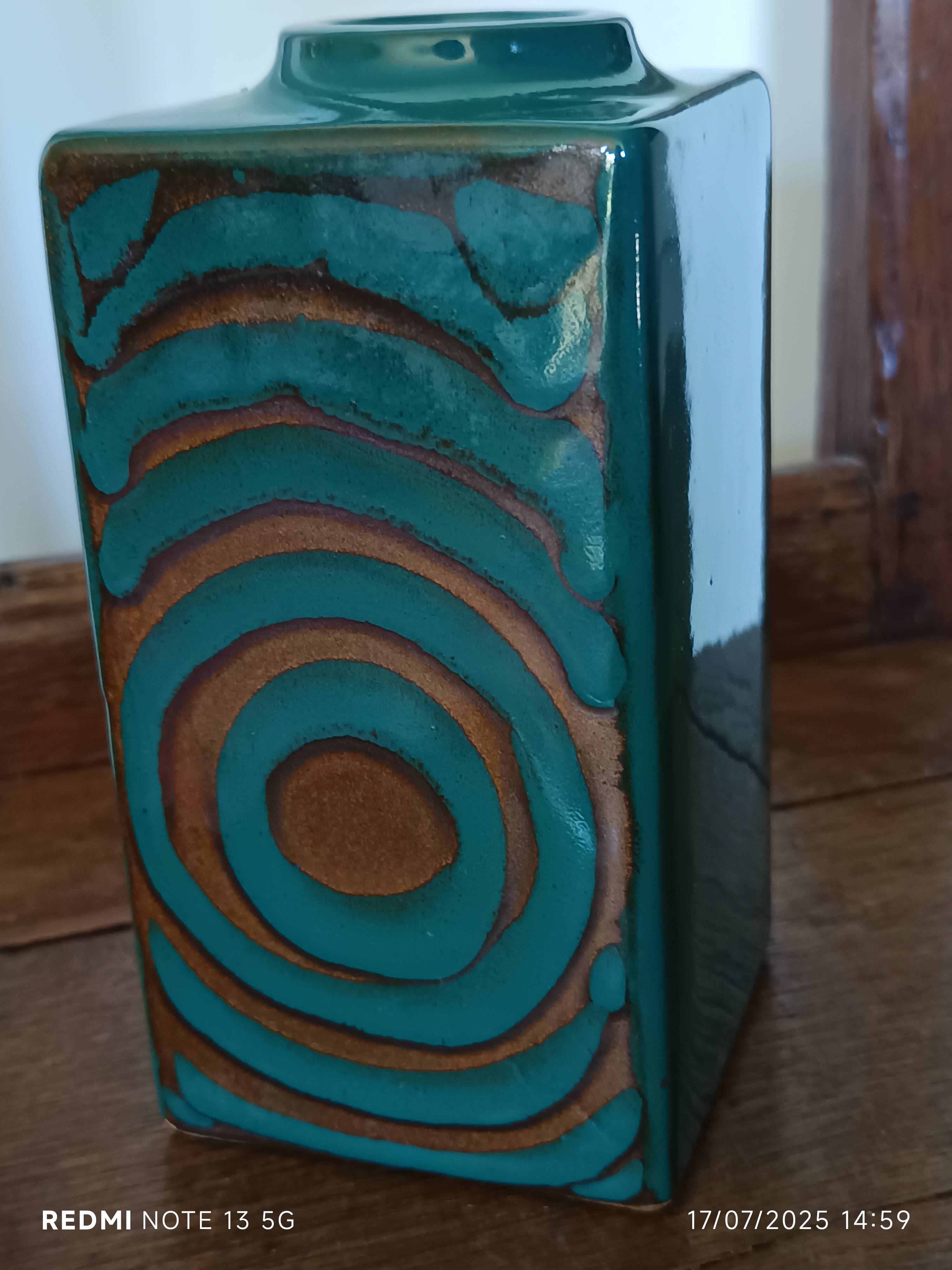 Cubic ceramic vase, Veb Haldensleben, 1960