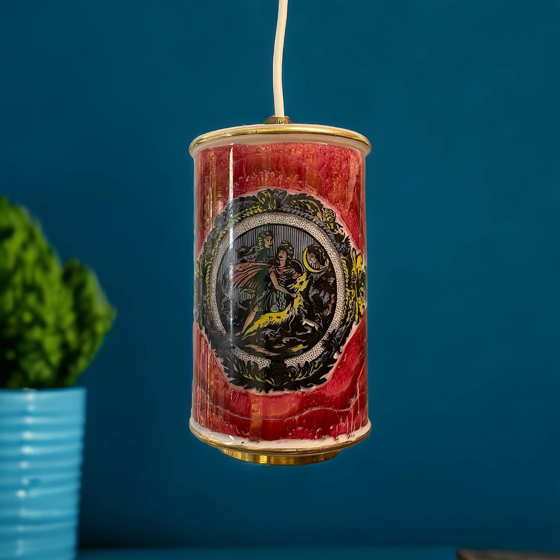 Hand Painted Glass Hanging Lamp