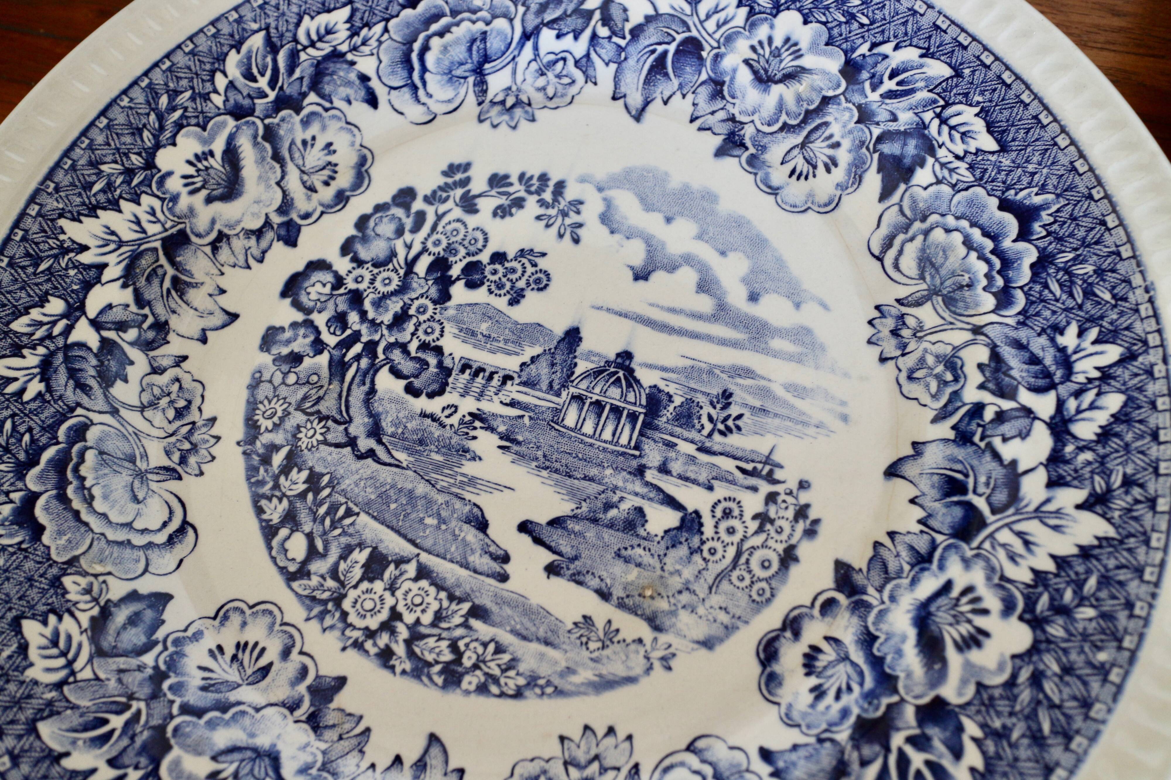 Assiettes en porcelaine décor anglais bleu Selency