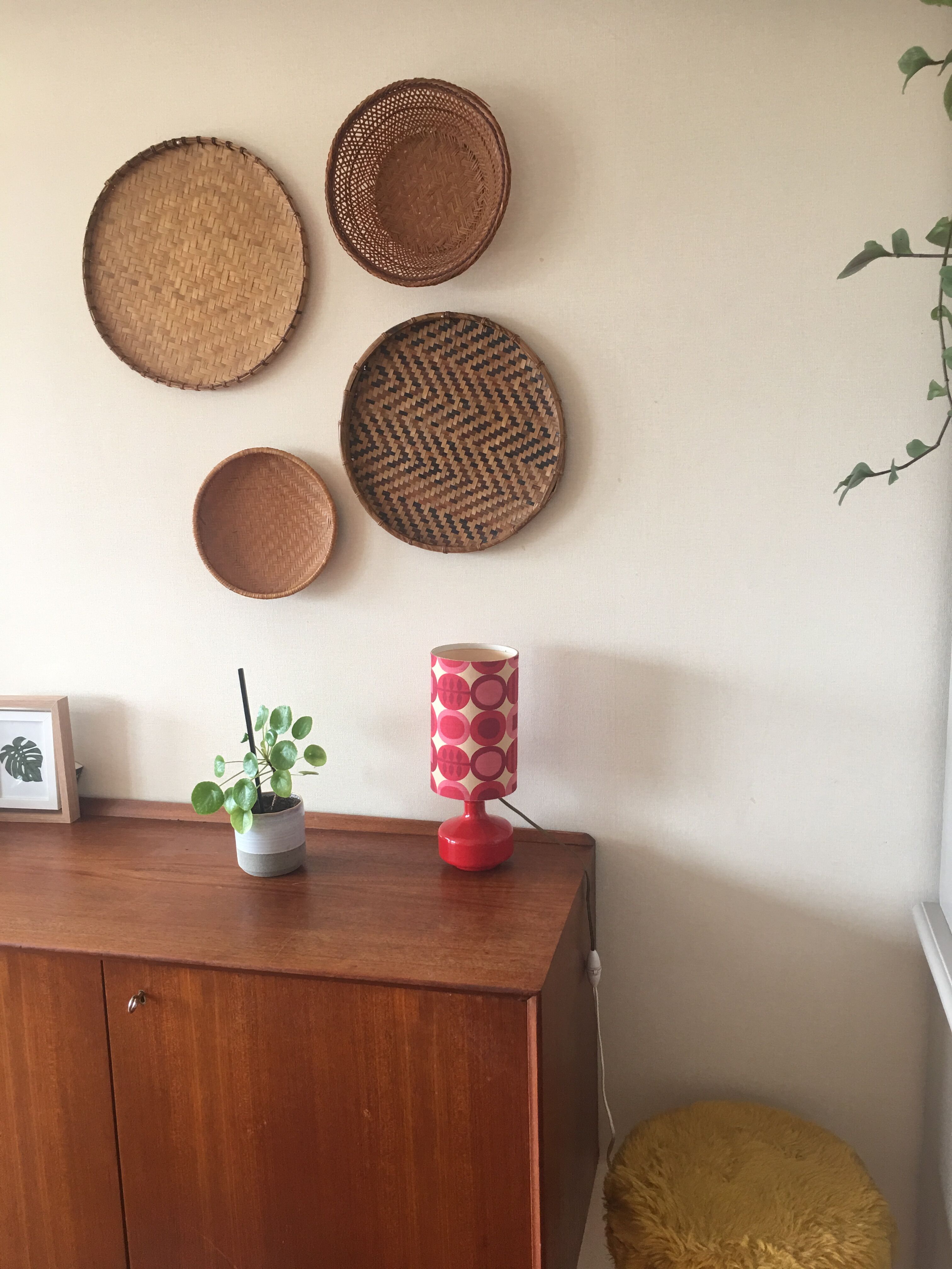 Composition of vintage wall baskets