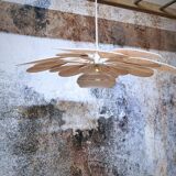 Vintage antique globe pendant lamp and linen and rattan petals