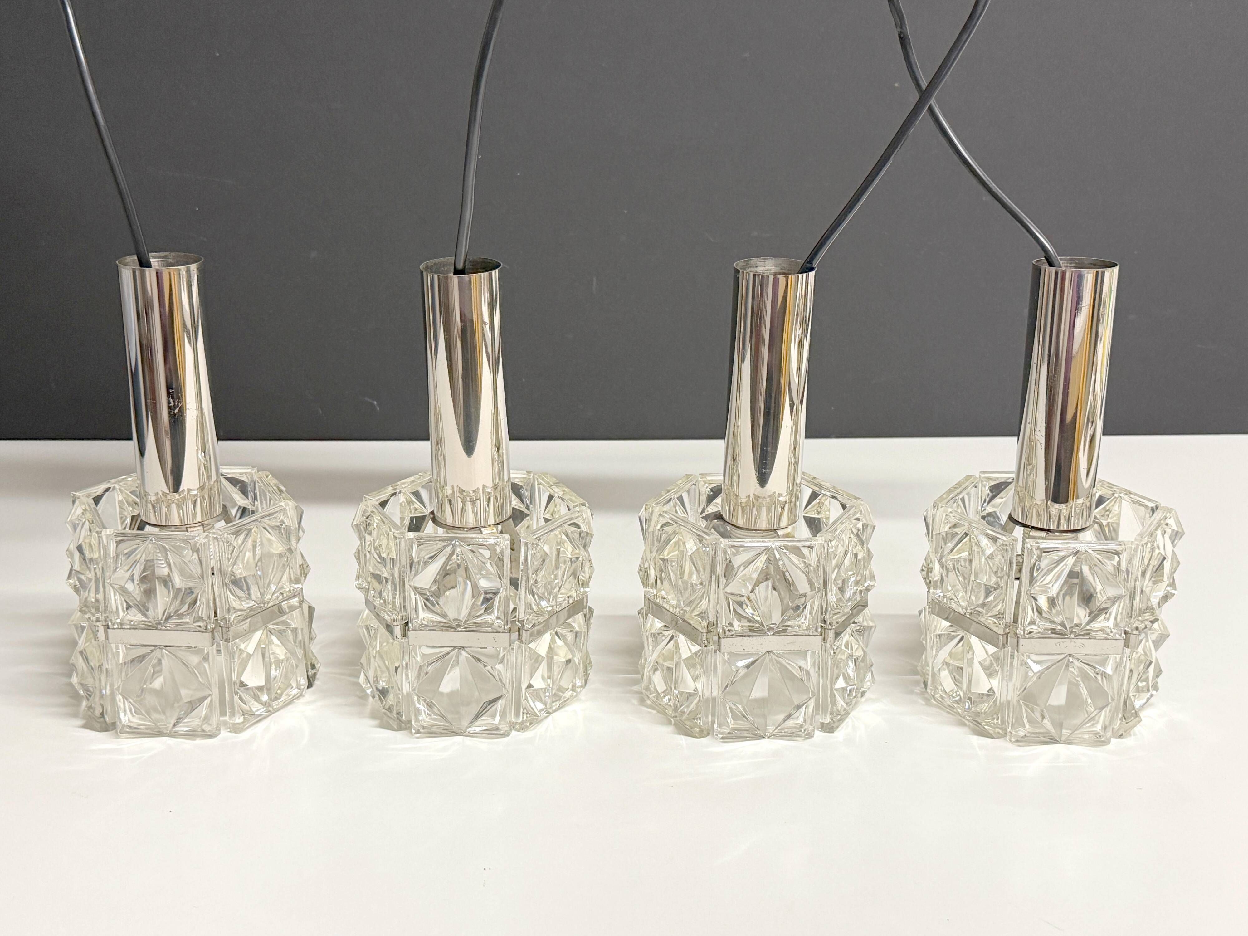 Old Vintage 4-Light Suspension Light Fixture Kinkeldey Style 60's 70's