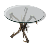 Vintage pedestal table from the 50s in vintage horns