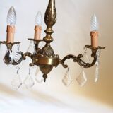 French vintage 3 arm crystal chandelier