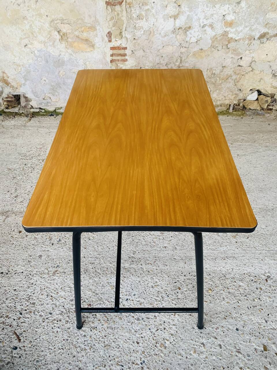 Vintage metal and formica desk with 2 drawers, circa 60's