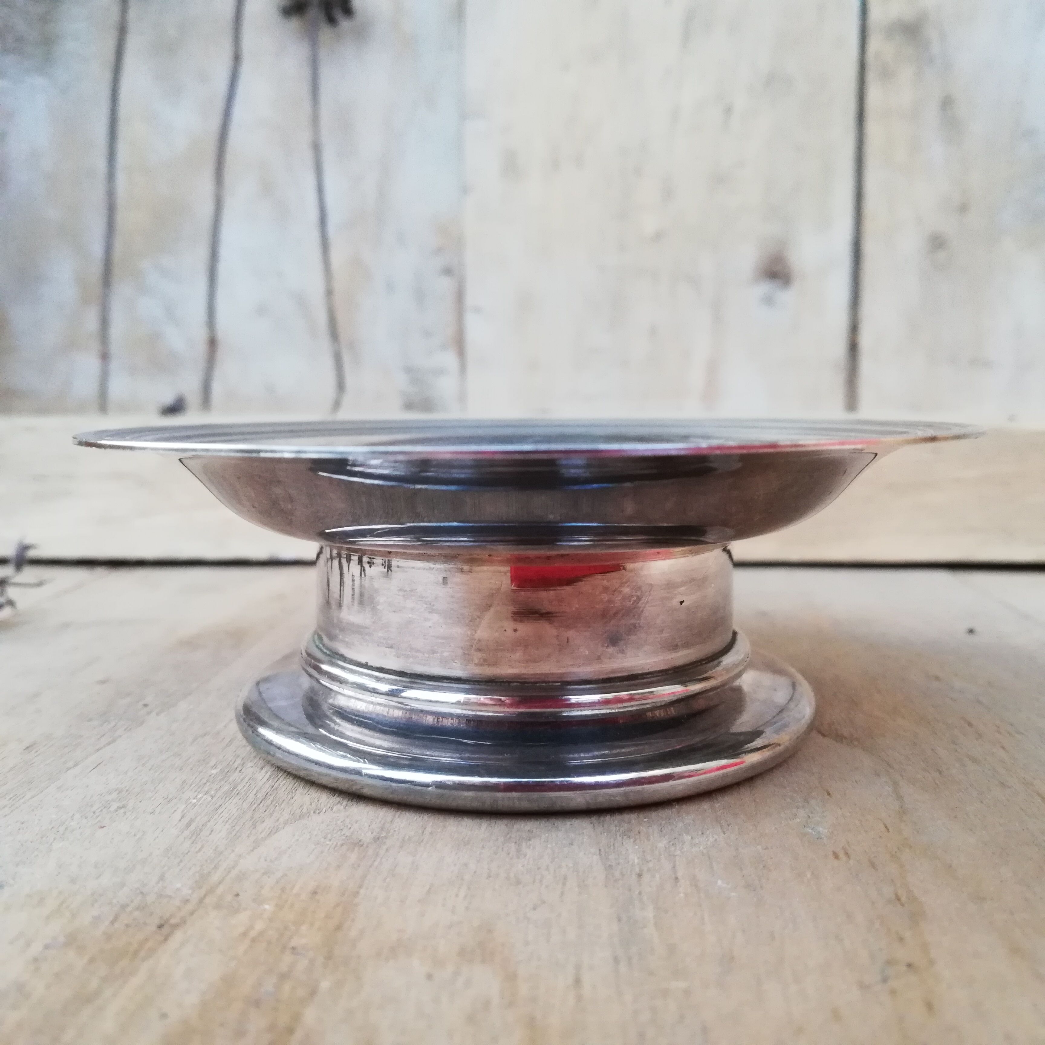 Silver metal butter dish