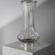 Vintage glass vase from the 1980s, transparent glass with fine linear pattern and silver metal details, elegant sculptural flower vase, gift idea.
